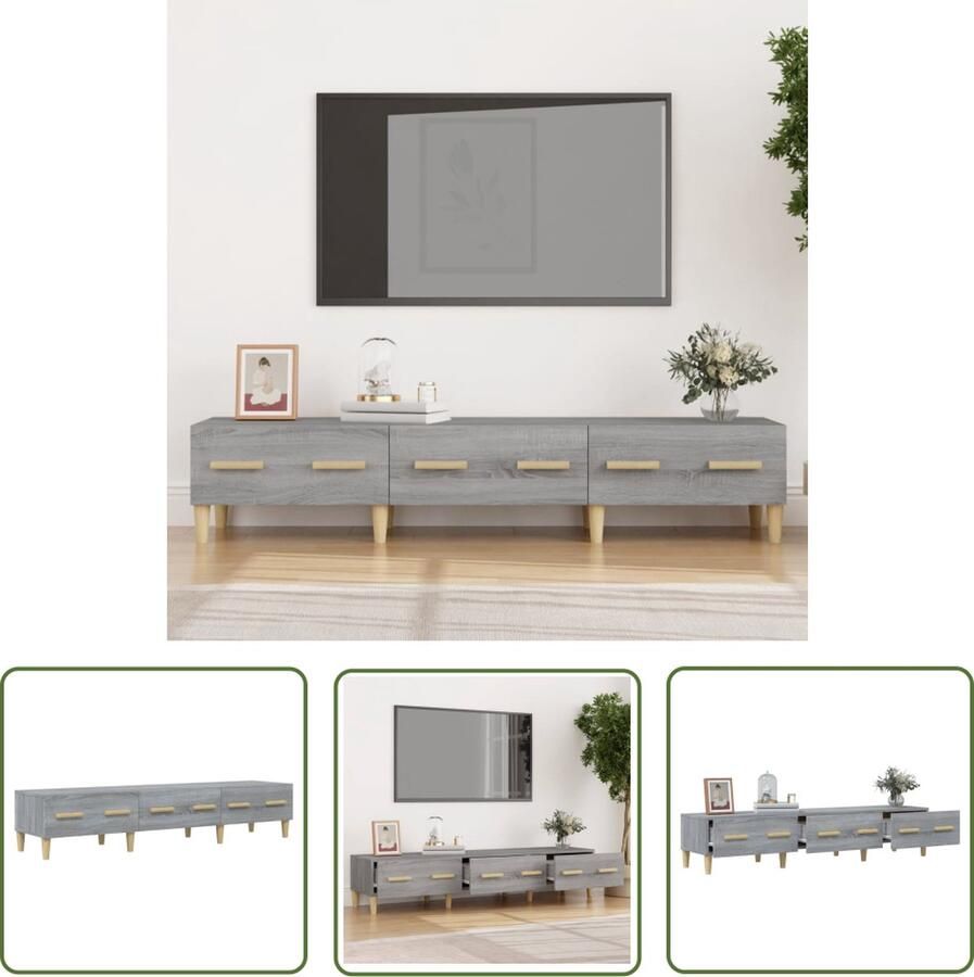 The Living Store Moderne TV-Meubel Grijs Sonoma Eiken Stevig Materiaal Voldoende Opbergruimte Stevig Blad - Foto 2