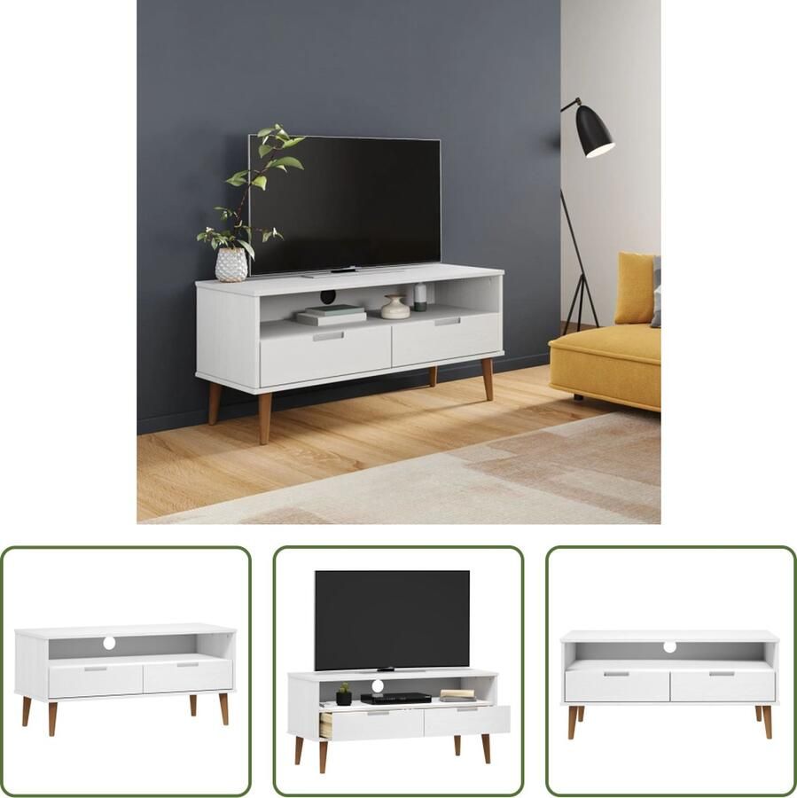 The Living Store MOLDE TV-kast 106 x 40 x 49 cm Trendy design Massief grenenhout - Foto 2