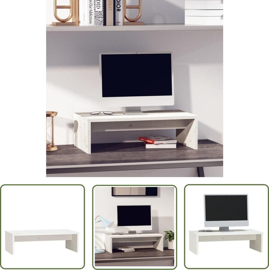 The Living Store Monitorstandaard Houten bureaukast 50 x 27 x 15 cm Opbergfunctie - Foto 2