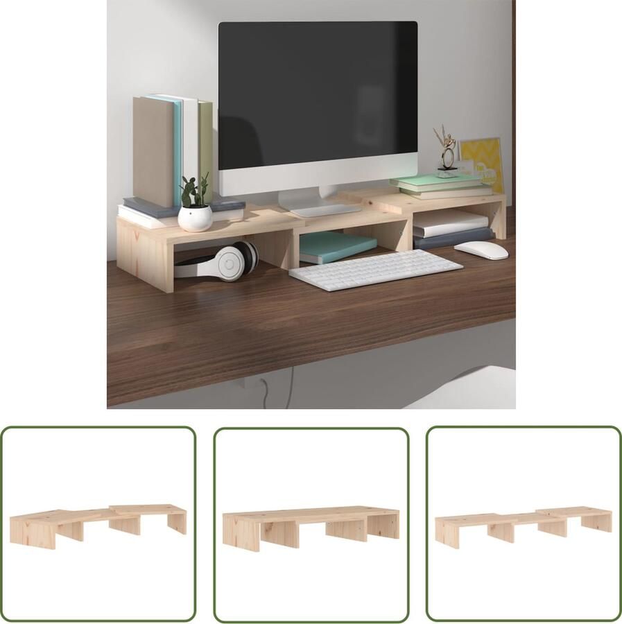 The Living Store monitorverhoger verstelbaar opbergfunctie hoogwaardig materiaal 60 x 24 x 10.5 cm montage vereist - Foto 2