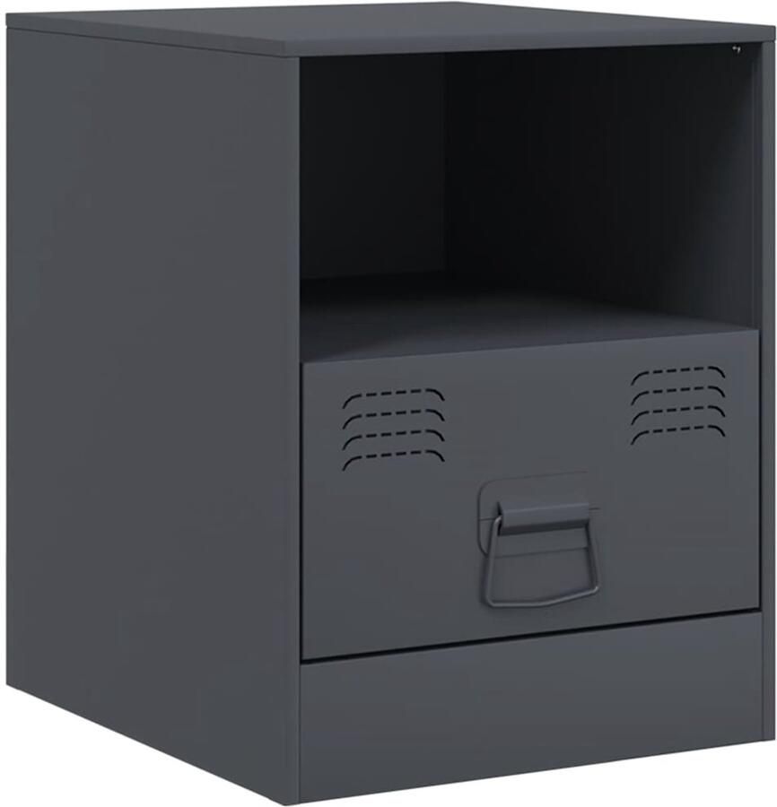The Living Store Nachtkastje 34 5x39x44 cm staal antracietkleurig Nachtkastje Nachtkast Staal Industrieel Antraciet - Foto 2