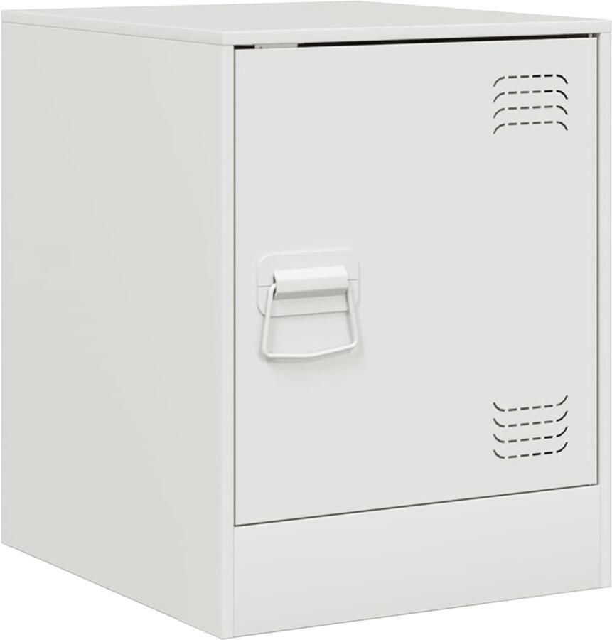 The Living Store Nachtkastje 34 5x39x44 cm staal wit Nachtkastje Scandinavisch Design Staal Wit Minimalistisch - Foto 2