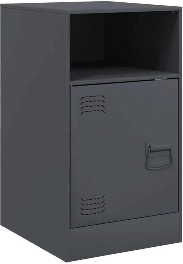 The Living Store Nachtkastje 34 5x39x62 cm staal antracietkleurig Nachtkastje Industrieel Design Staal Antraciet Kleur Koudgewalst Staal - Foto 2