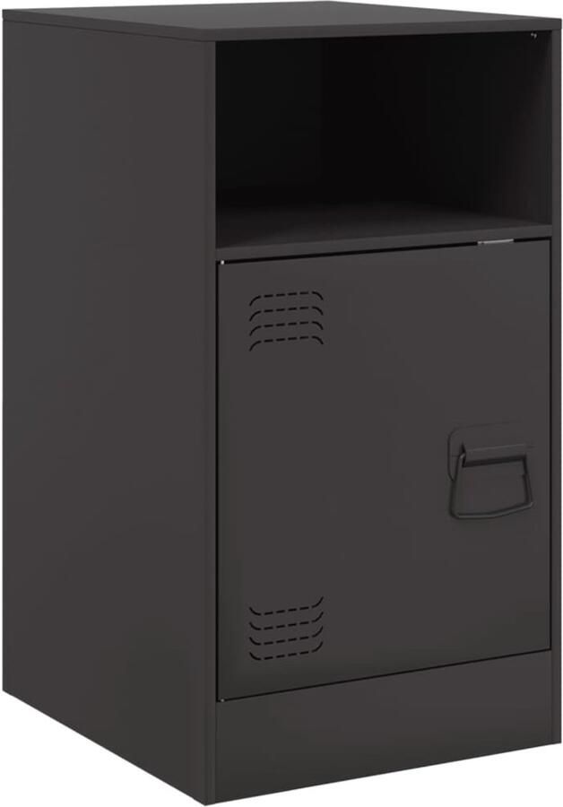 The Living Store Nachtkastje 34 5x39x62 cm staal zwart Nachtkastje Staal Zwart Industrieel Minimalistisch - Foto 2