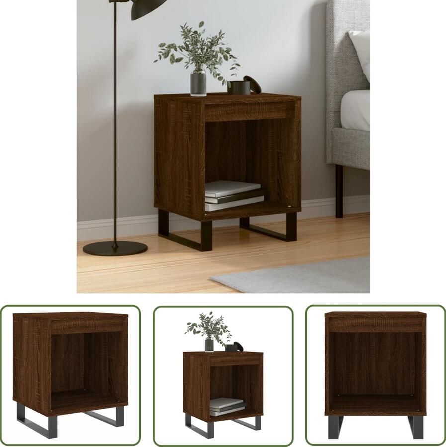 The Living Store Nachtkastje 40x35x50 cm bewerkt hout bruin eikenkleur Nachtkastje Kastje Houten Nachtlamptafel Slaapkamersdecoratie Bruin Meubilair - Foto 2