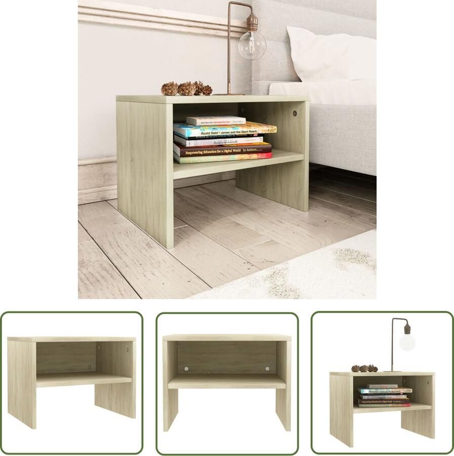 The Living Store Nachtkastje Sonoma Eiken Universeel inzetbaar meubel 40 x 30 x 30 cm Stevig en duurzaam Nachtkastje Bijzettafel Houten Meubilair Bedroom Furniture Living Room Furniture
