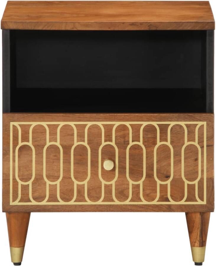 The Living Store Nachtkastje 40x33x46 cm massief mangohout Nachtkastje Mango Wood Retro Design Vintage Stijl Salontafel