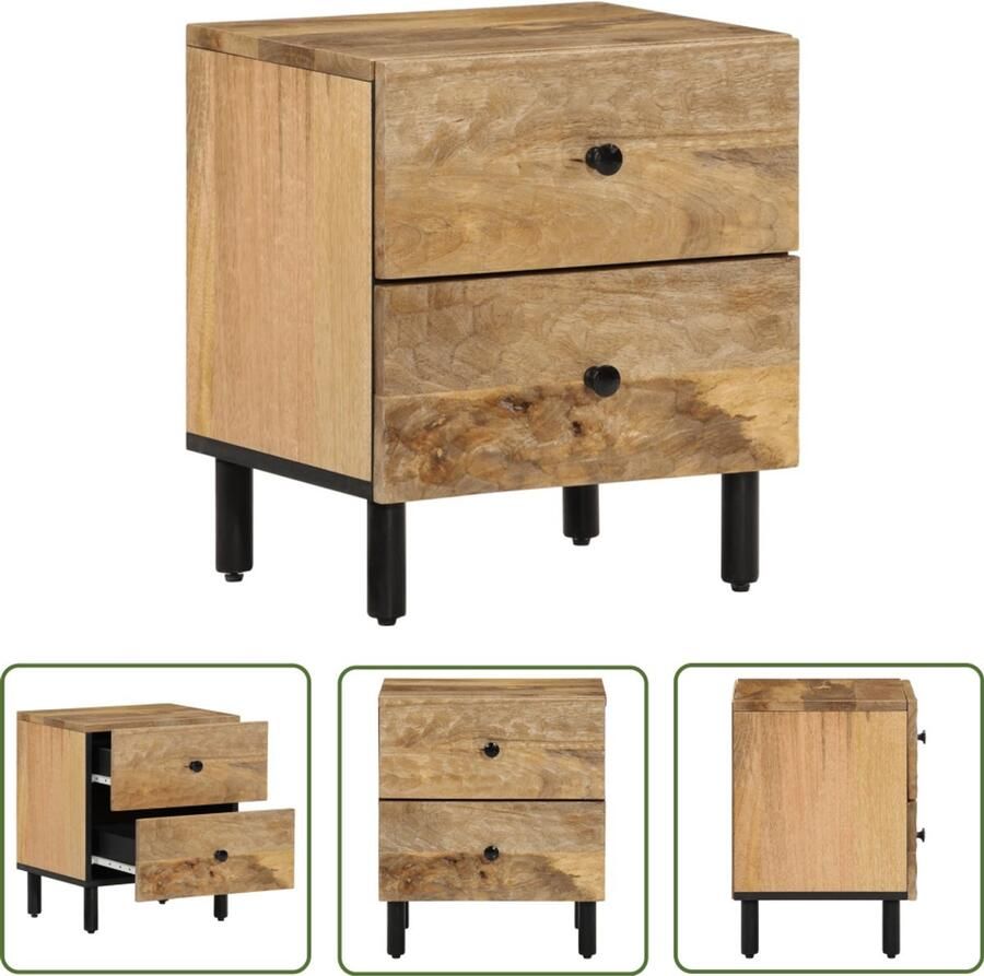The Living Store Nachtkastje 40x33x46 cm massief mangohout Nachtkastje Nachtkastjes Houten Nachtkastje Houten Nachtkastjes