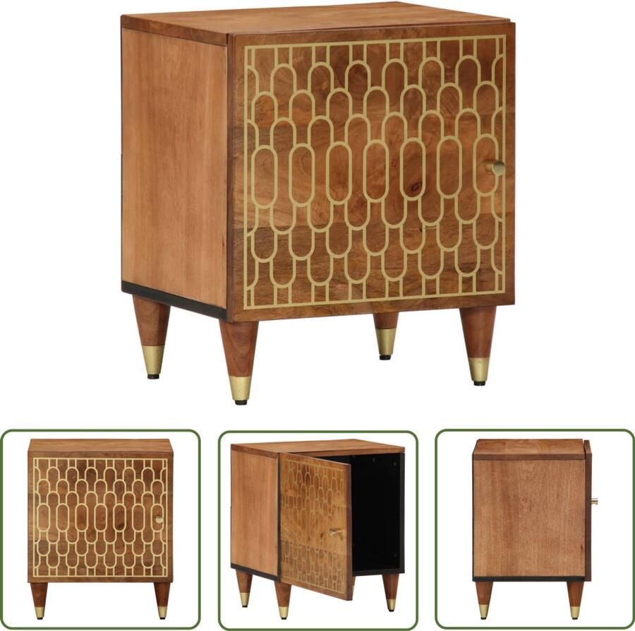 The Living Store Nachtkastje 40x33x46 cm massief mangohout Nachtkastje Retro Mangohout Houten Meubels Vintage