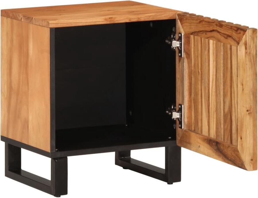 The Living Store Nachtkastje 40x34x46 cm massief acaciahout Nachtkastje Industrieel Massief Acaciahout Salontafel Woonkamermeubilair - Foto 2
