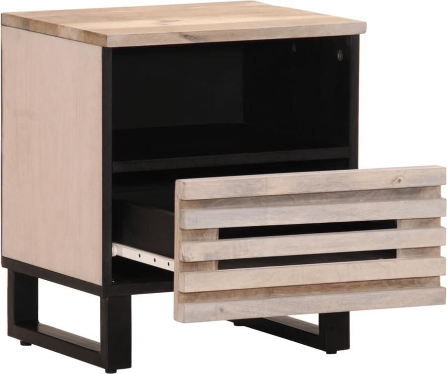 The Living Store Nachtkastje 40x34x46 cm massief gebleekt mangohout Nachtkastje Industrieel Design Mangohout Vintage Bedroom Furniture - Foto 2