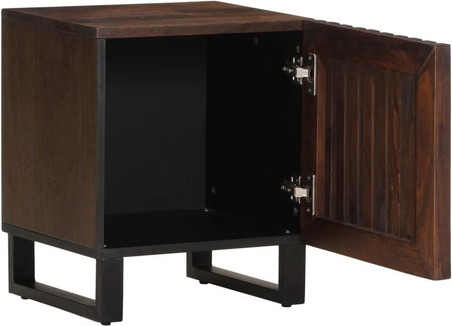 The Living Store Nachtkastje 40x34x46 cm massief mangohout Nachtkastje Industriele Stijl Mangohout Opbergkast Slaapkamersdecoratie - Foto 2