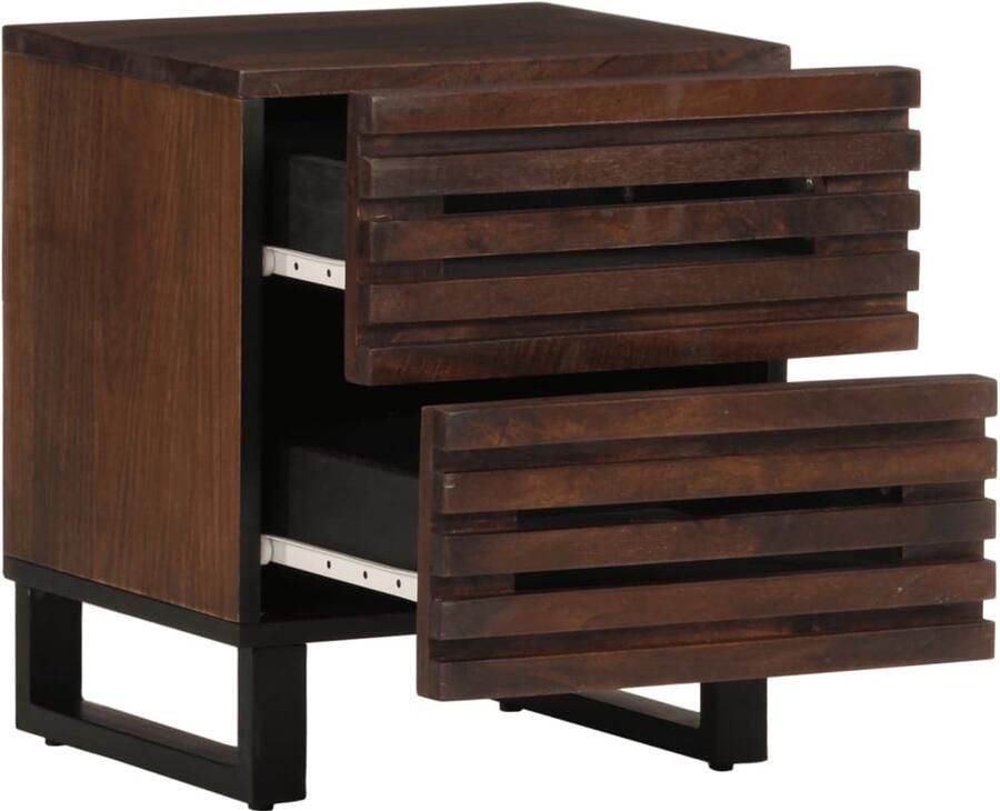 The Living Store Nachtkastje 40x34x46 cm massief mangohout Nachtkastje Industriele Stijl Mangohout Vintage Bedroom Furniture - Foto 4
