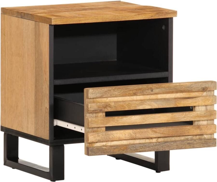 VidaXL The Living Store Nachtkastje 40x34x46 cm massief ruw mangohout Nachtkastje Mangohout Industrieel Vintage Kamerdecoratie - Foto 2