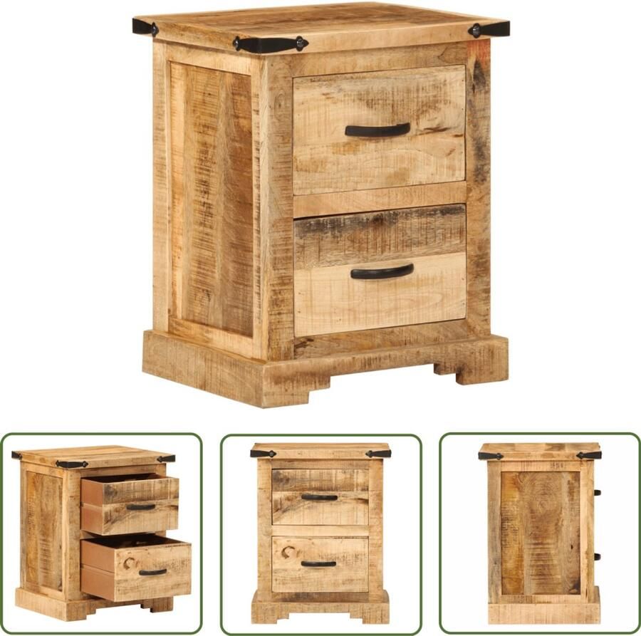 The Living Store Nachtkastje 40x35x50 cm massief mangohout Nachtkastje Mangohout Houten Nachttafel Bedroom Furniture Slaapkamermeubilair