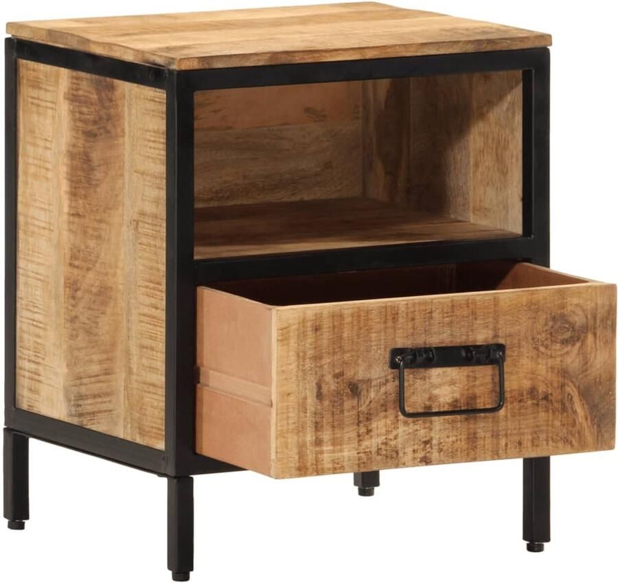 The Living Store Nachtkastje 40x35x50 cm massief mangohout Nachtkast Nachtkastje Mangohout Houten Nachttafel Industrieel Design - Foto 2