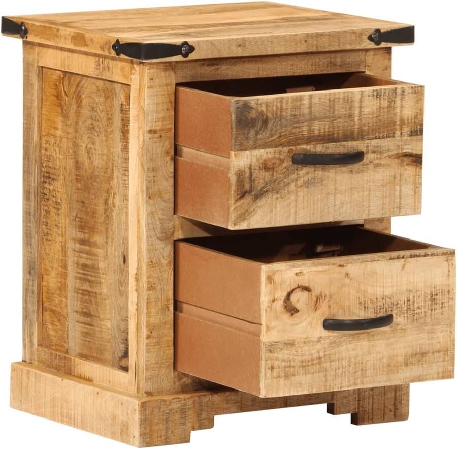 The Living Store Nachtkastje 40x35x50 cm massief mangohout Nachtkastje Mangohout Houten Nachttafel Bedroom Furniture Slaapkamermeubilair - Foto 2