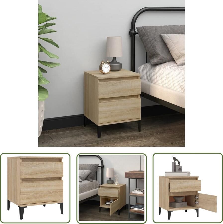 The Living Store Nachtkastje Sonoma Eiken 40x35x50 cm Stabiel en Vochtbestendig Nachtkastje Kastje Slaapkamer Meubilair Houten Meubel Bruine Kast - Foto 2