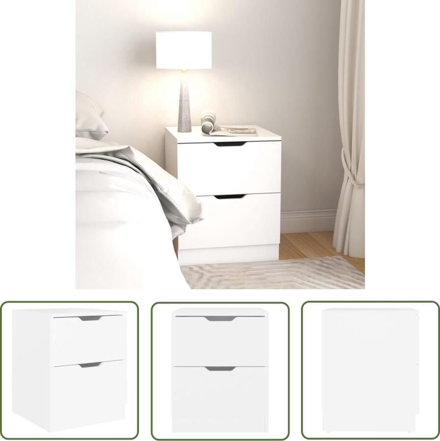 The Living Store Nachtkastje Urban Bijzettafel 40x40x50 cm Wit Spaanplaat Nachtkastje Bijzettafel Meubilair Slaapkamers Woonkamer - Foto 2