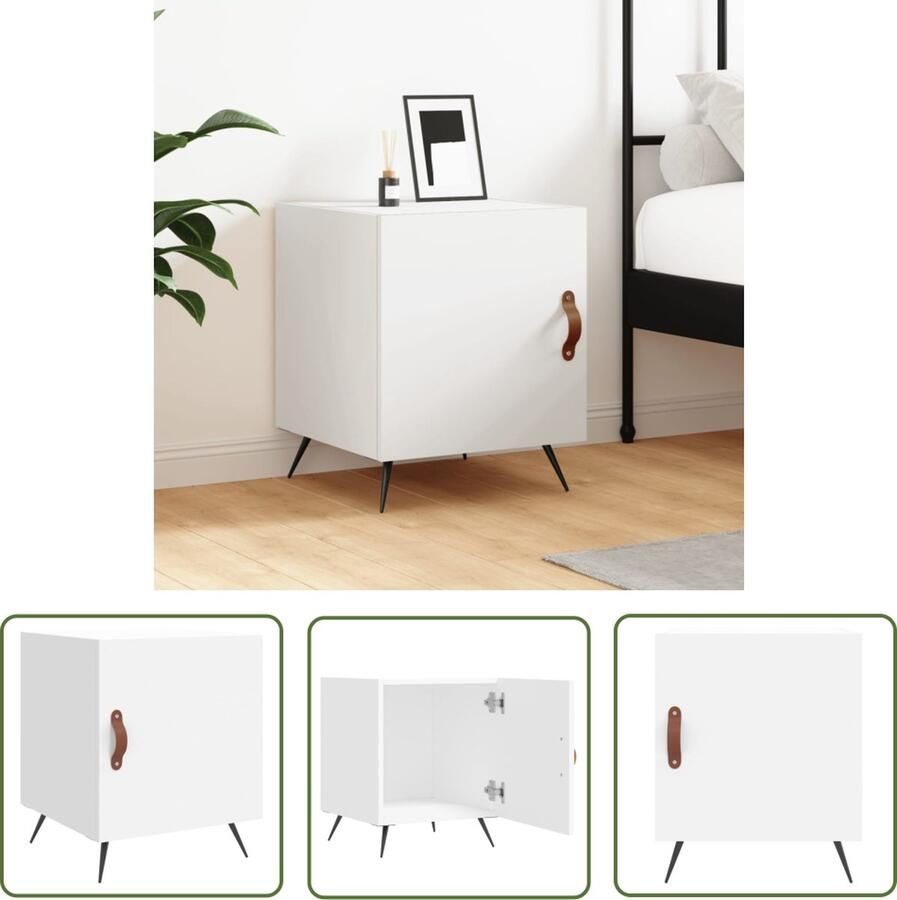 The Living Store Nachtkastje Moderne Charme Bijzetkast 40x40x50 cm Duurzaam bewerkt hout Nachtkastje Modern Houten Nachtkastje Witte Nachtkastje Bijzettafel - Foto 2