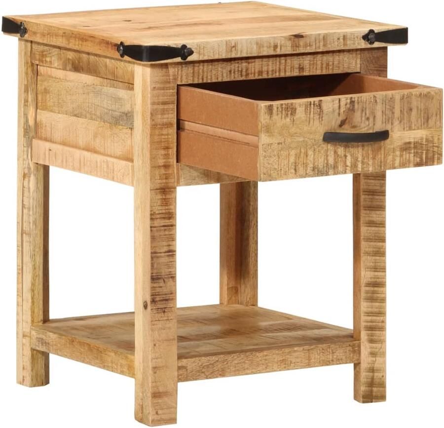 The Living Store Nachtkastje 40x40x50 cm massief mangohout Nachtkastje Mangohout Salontafel Kamermeubilair Slaapkamers - Foto 2