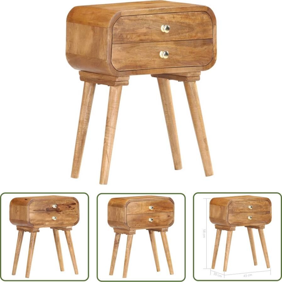 The Living Store Nachtkastje 43x30x58 cm massief mangohout Nachtkastje Kastje Mangohout Rustic Vintage