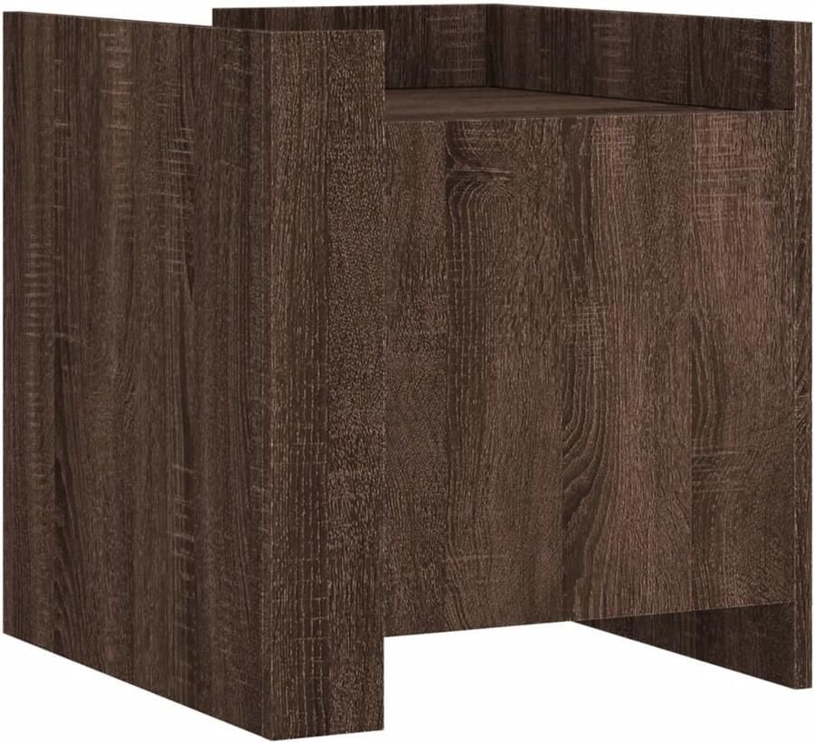 The Living Store Nachtkastje 45x50x50 cm bewerkt hout bruin eikenkleurig Nachtkastje Kastje Houten Nachtkast Bruine Eiken Kleur Vintage Design - Foto 2