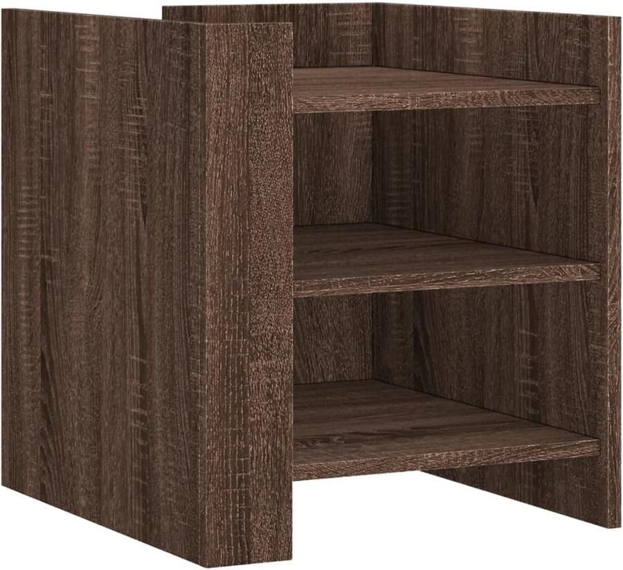 The Living Store Nachtkastje 45x50x50 cm bewerkt hout bruin eikenkleurig Nachtkastje Kastje Houten Nachttafel Bruine Eiken Kleur Vintage Design - Foto 2