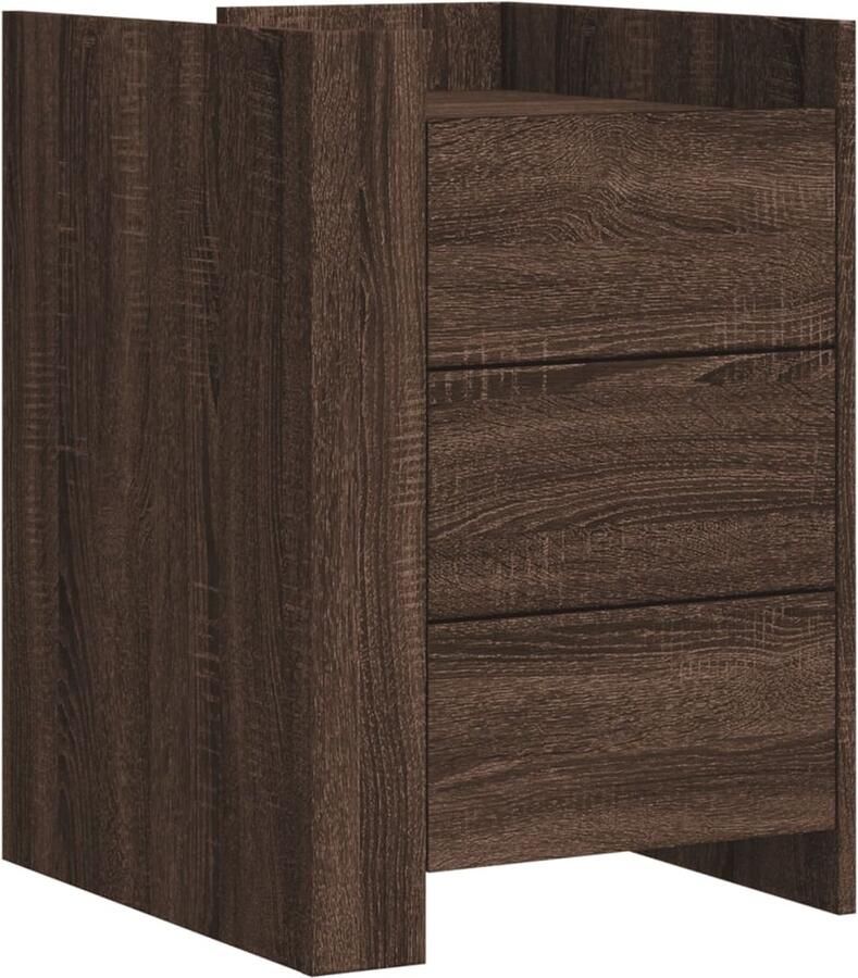 The Living Store Nachtkastje 45x50x65 cm bewerkt hout bruin eikenkleurig Nachtkastje Kastje Houten Nachtkastje Bruine Nachtkastje Vintage Nachtkastje - Foto 2