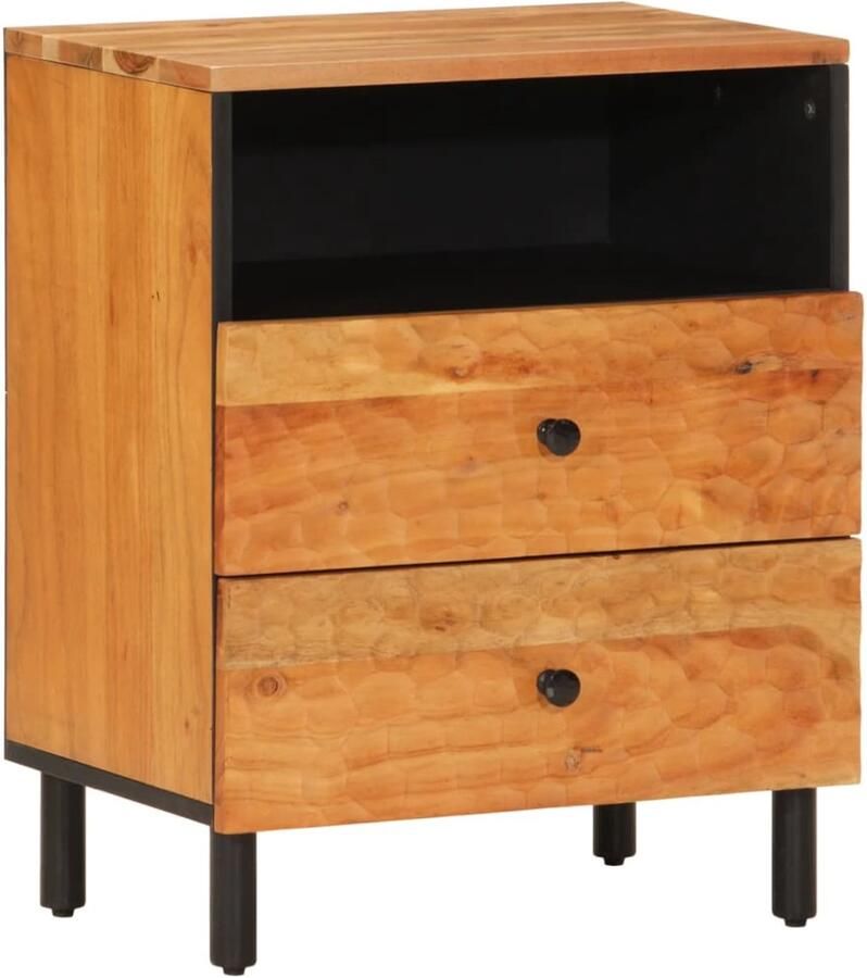The Living Store Nachtkastje 50x33x60 cm massief acaciahout Nachtkastje Kastje Slaapkamermeubilair Acaciahout Houten Nachtkastje - Foto 2