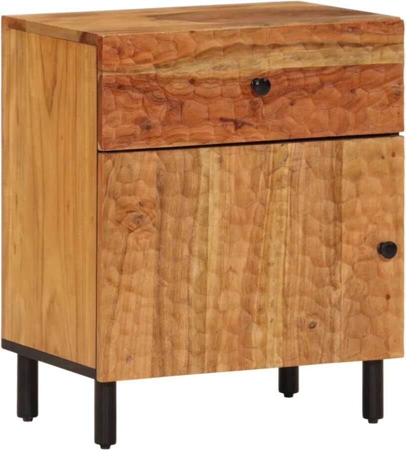 The Living Store Nachtkastje 50x33x60 cm massief acaciahout Nachtkastje Acacia Houten Meubel Slaapkamer Meubilair Vintage Design Bruine Kleur - Foto 2