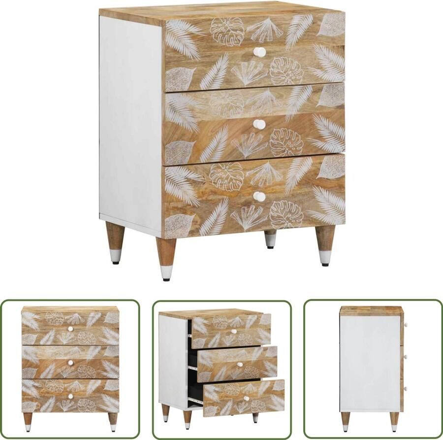 The Living Store Nachtkastje 50x33x60 cm massief mangohout Nachtkastje Mango Hout Salontafel Opbergruimte Slaapkamers