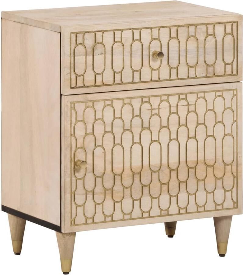 The Living Store Nachtkastje 50x33x60 cm massief mangohout Nachtkastje Mangohout Vintage Designmeubilair Bedroom Furniture