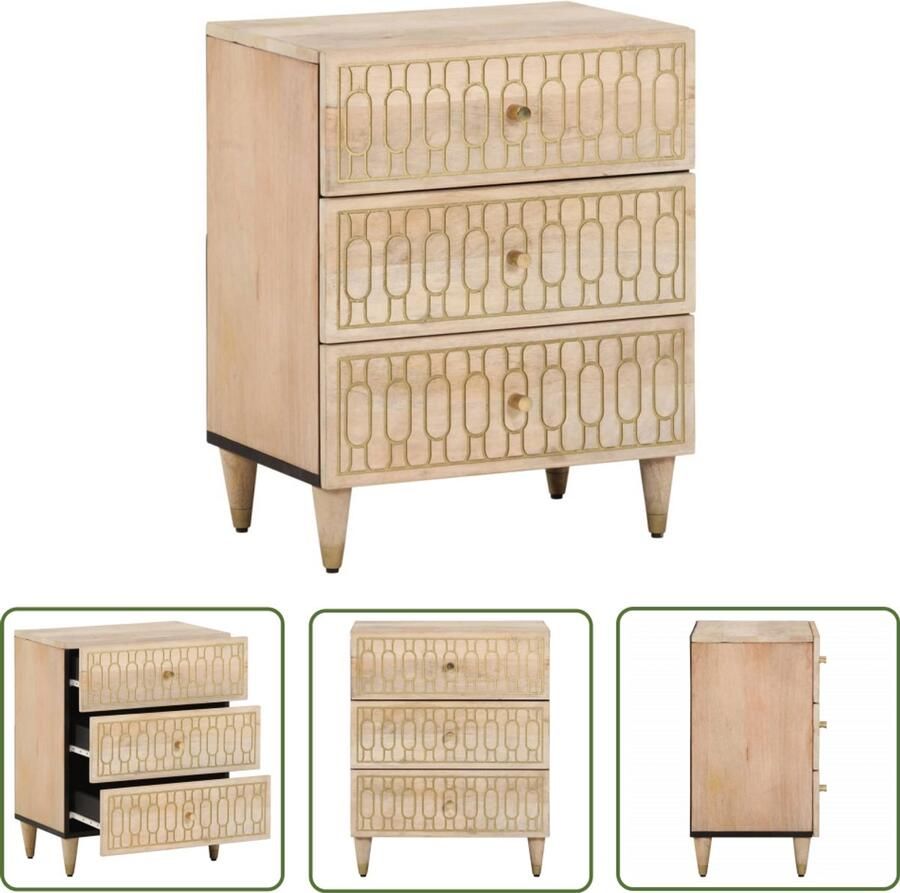 The Living Store Nachtkastje 50x33x60 cm massief mangohout Nachtkastje Nachtkastjes Houten Nachtkastje Houten Nachtkastjes