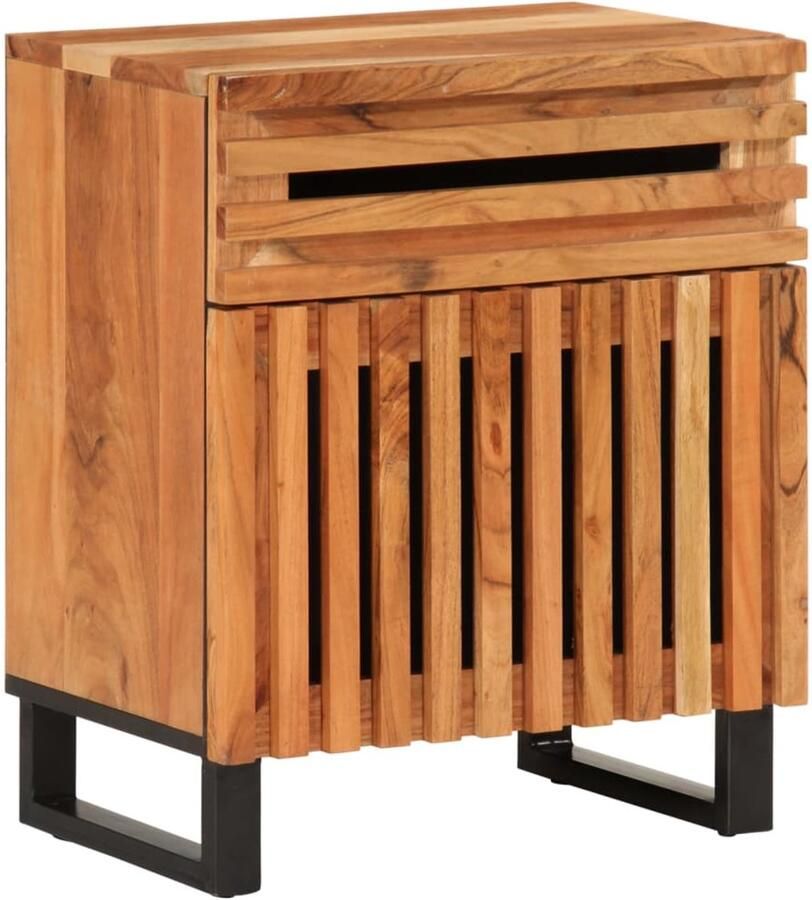 The Living Store Nachtkastje 50x34x60 cm massief acaciahout Nachtkastje Acacia Bruine Kleur Salontafel Kamermeubilair