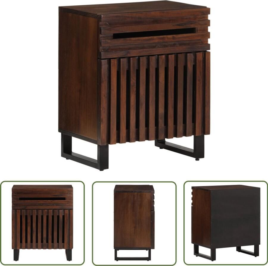 The Living Store Nachtkastje 50x34x60 cm massief mangohout bruin Nachtaandkast Nachtkastje Mangohouten Kast Bruine Kast Vintage Kast