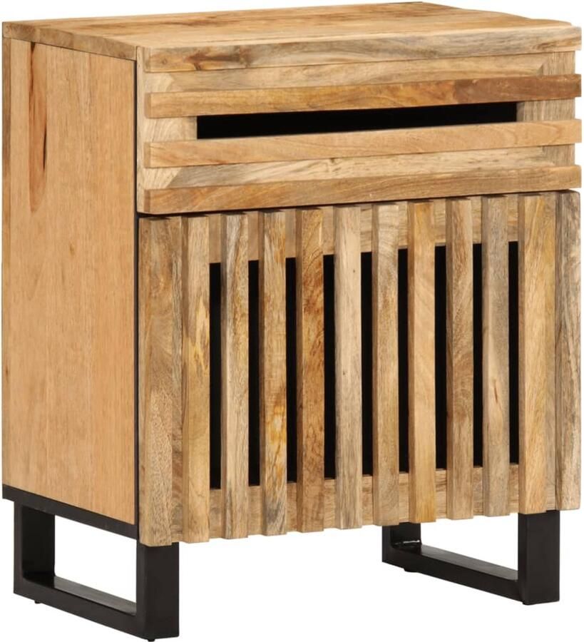The Living Store Nachtkastje 50x34x60 cm massief ruw mangohout Nachtkastje Mango Wood Bruine Kleur Kamermeubilair Slaapkamers