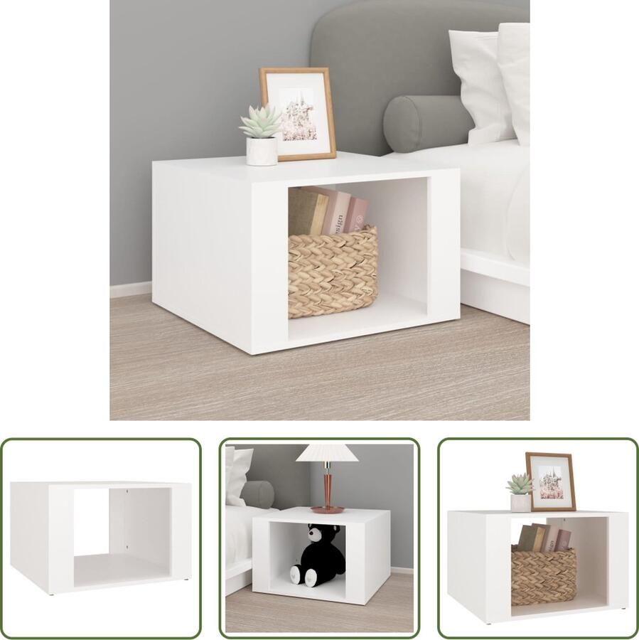 The Living Store Nachtkastje 57 x 55 x 36 cm Stevig bewerkt hout - Foto 2