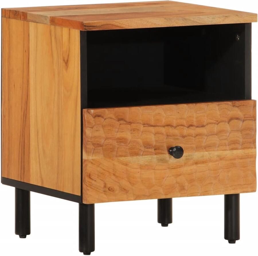 The Living Store Nachtkastje 40x33x46 cm massief acaciahout Nachtkastje Nachtkastjes Houten Nachtkastje Houten Nachtkastjes - Foto 3