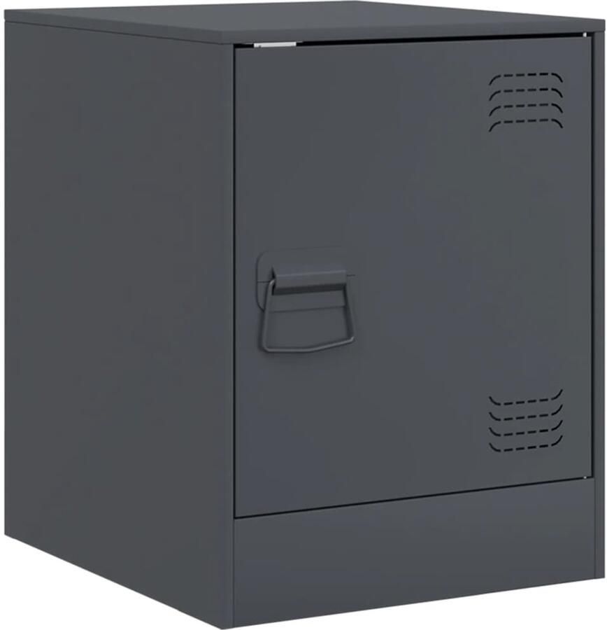 The Living Store Nachtkastje 34 5x39x44 cm staal antracietkleurig Nachtkastje Nachttafel Industriële Design Staal Antraciet - Foto 2