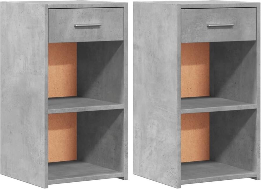 The Living Store Nachtkastjes 2 st 35x34x65 cm bewerkt hout betongrijs Nachtkastje Betonnen Look Houten Meubel Slaapkamervloerisdecoratie Opbergkast - Foto 5