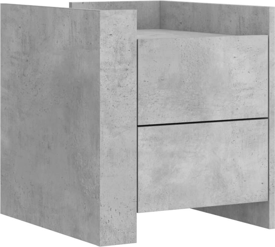 The Living Store Nachtkastje 45x50x50 cm bewerkt hout betongrijs Nachtkastje Beton Grijs Houten Kast Badkamermeubilair Slaapkamerinrichting - Foto 3