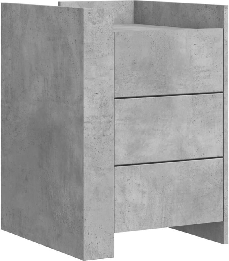 The Living Store Nachtkastje 45x50x65 cm bewerkt hout betongrijs Nachtkastje Kastje Beton Grijs Houten Kast Woonkamermeubilair - Foto 2