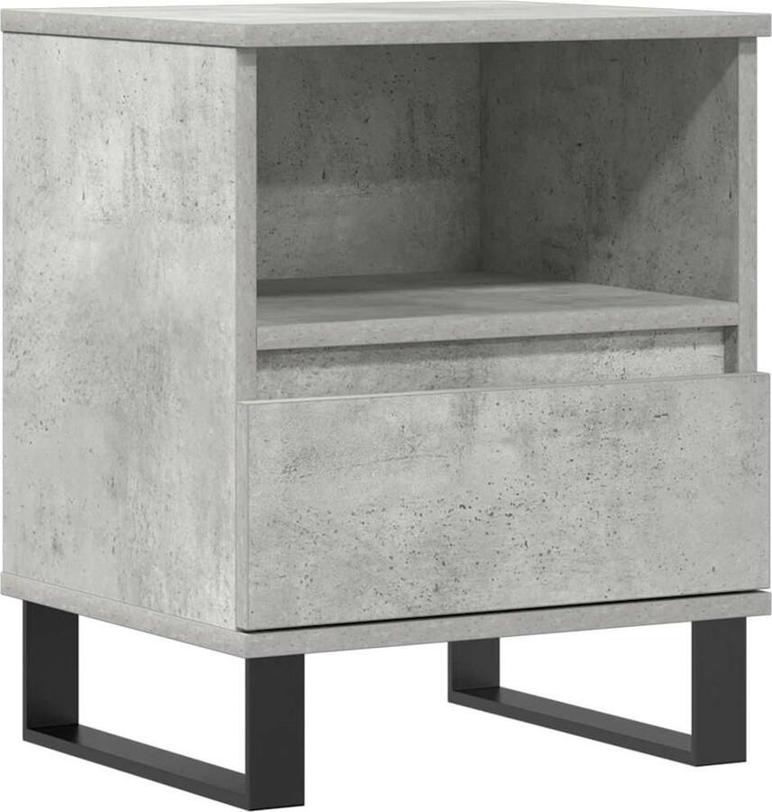 The Living Store Nachtkastje Betongrijs Trendy Nachtkastje 40x35x50cm Duurzaam bewerkt hout en metaal Nachtkastje Kastje Slaapkamermeubel Beton Grijs Houten Meubel - Foto 3