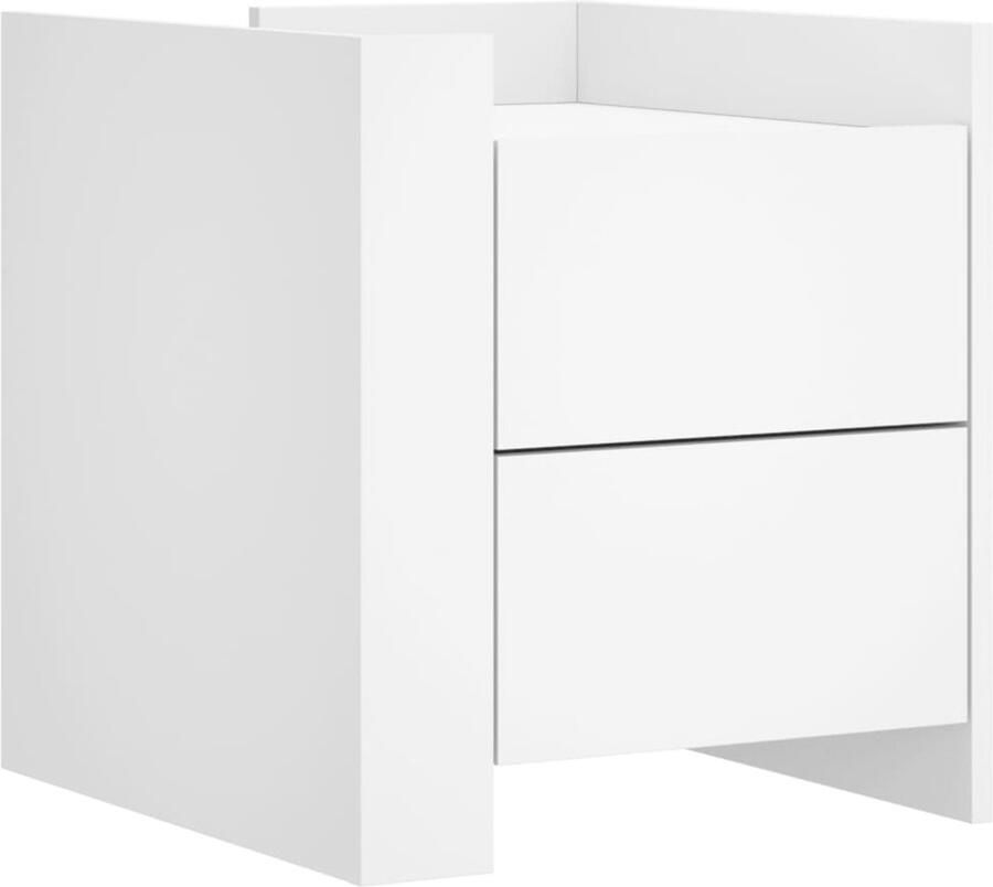 The Living Store Nachtkastje 45x50x50 cm bewerkt hout wit Nachtkastje Kastje Nachtkast Houten Nachttafel Woonaccessoires - Foto 3