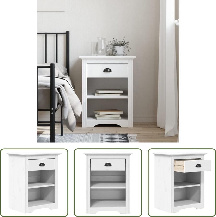 The Living Store Nachtkastje BODO Massief grenenhout 53 x 38.5 x 66 cm Met 1 lade - Foto 2