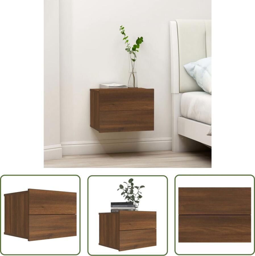 The Living Store Nachtkastje Bruineiken 40 x 30 x 30 cm Stevig materiaal Ruime opbergruimte - Foto 2