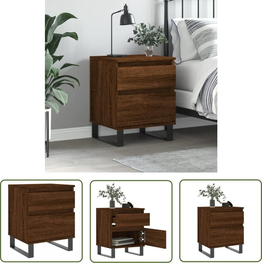 The Living Store Nachtkastje Bruineiken Trendy Meubelen 40 x 35 x 50 cm Duurzaam hout