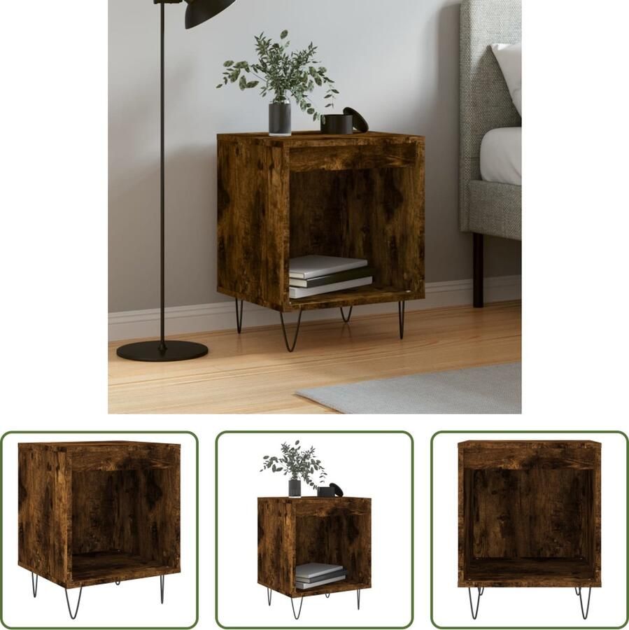 The Living Store Nachtkastje Classic Nachtkastjes 40 x 35 x 50 cm Gerookt eiken