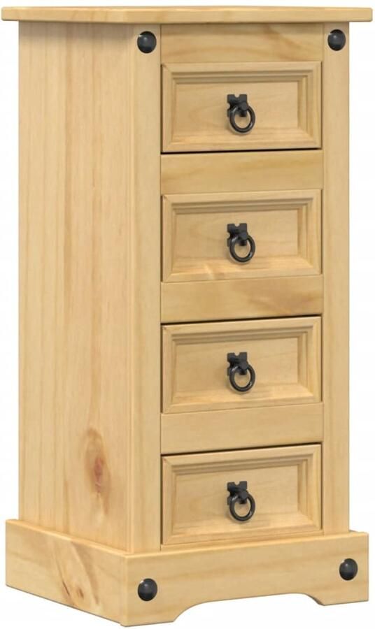 The Living Store Nachtkastje Corona 35x32 5x74 cm massief grenenhout Nachtkastje Corona Nachtkastjes Grenenhout Bruine Kleur - Foto 2